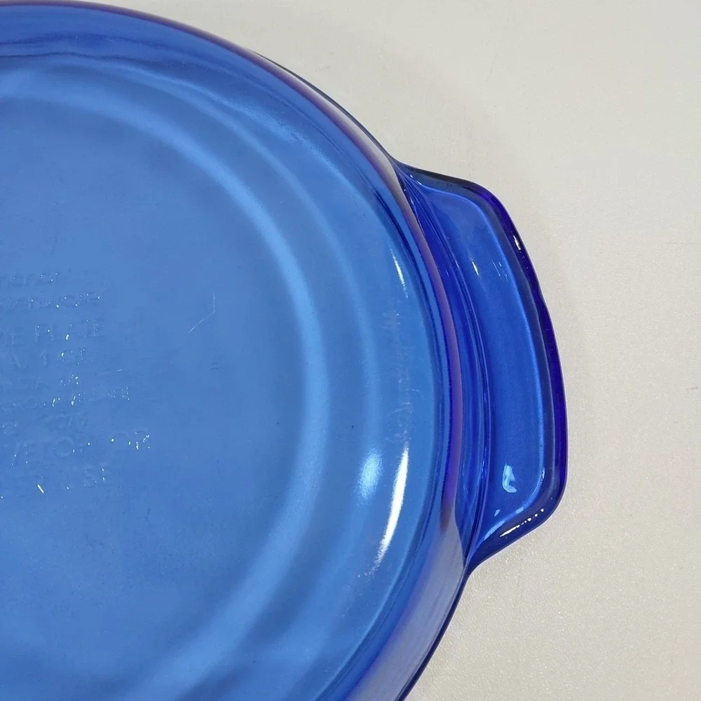 Vintage Anchor Ovenware Cobalt Blue Pie Plate With Scalloped Edge 9